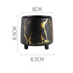 Halcyon Gold Black Marble Ceramic Planter With Legs Small Nestasia