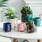 Halcyon Gold Pink Marble Ceramic Planter With Legs Small Nestasia