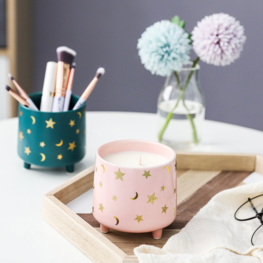 Stars and Moons Pink Ceramic Planter Small Nestasia