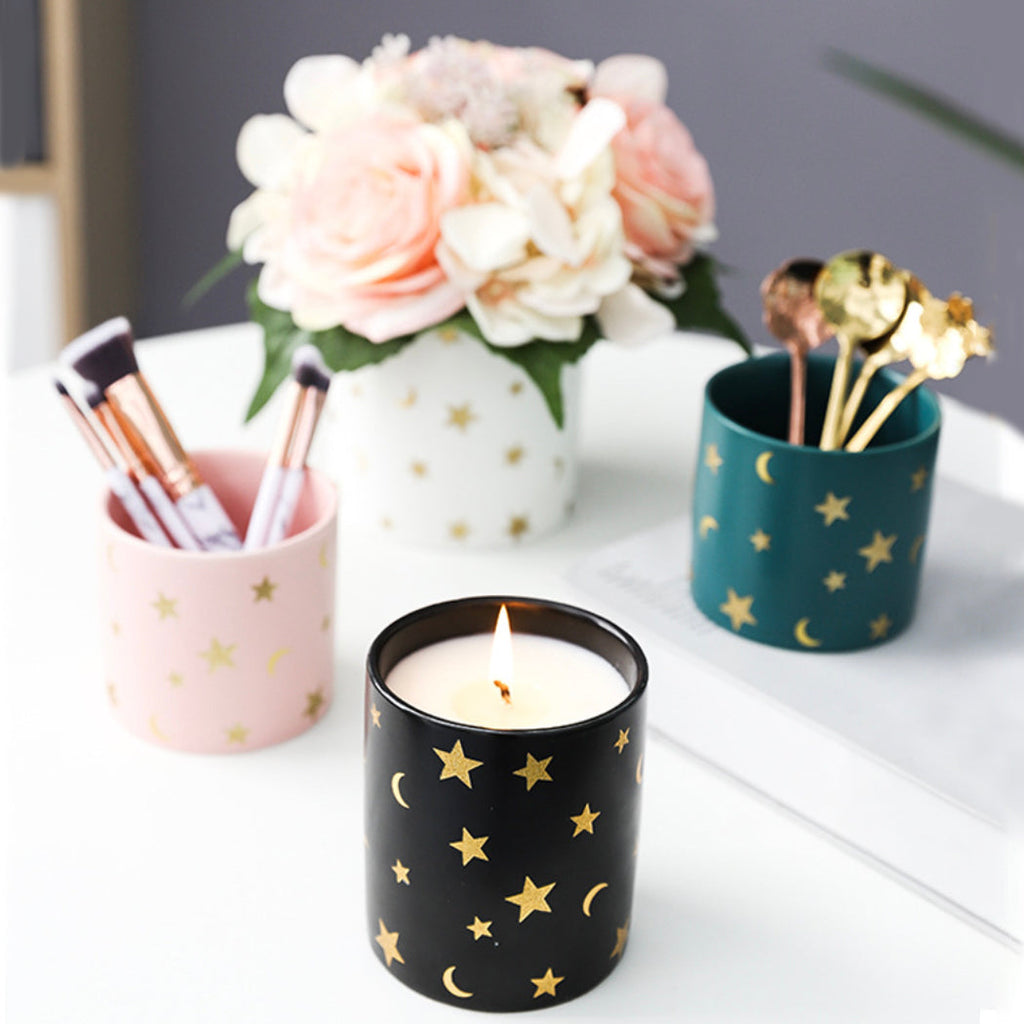 Stars and Moons Black Ceramic Organiser Nestasia