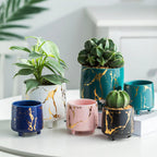 Halcyon Gold Black Marble Ceramic Planter With Legs Small Nestasia