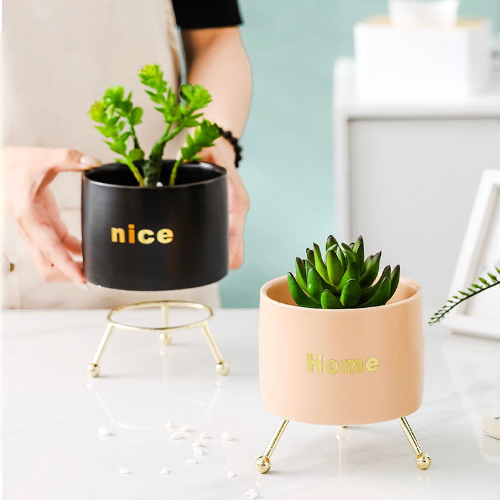 Home Ceramic Planter With Stand Pink Nestasia