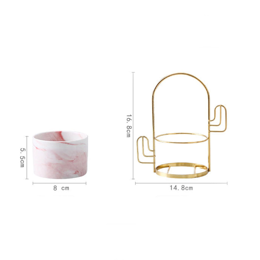 Cacti Frame Marble Ceramic Planter Pink Nestasia
