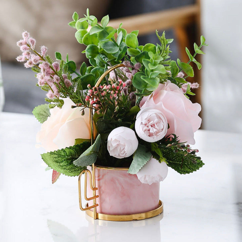 Cacti Frame Marble Ceramic Planter Pink Nestasia