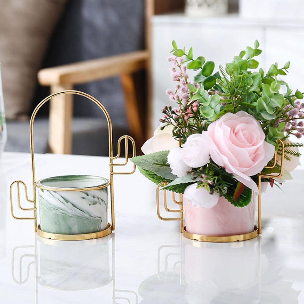 Cacti Frame Marble Ceramic Planter Pink Nestasia
