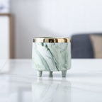Luxe Ceramic Marble Planter Green With Legs Nestasia