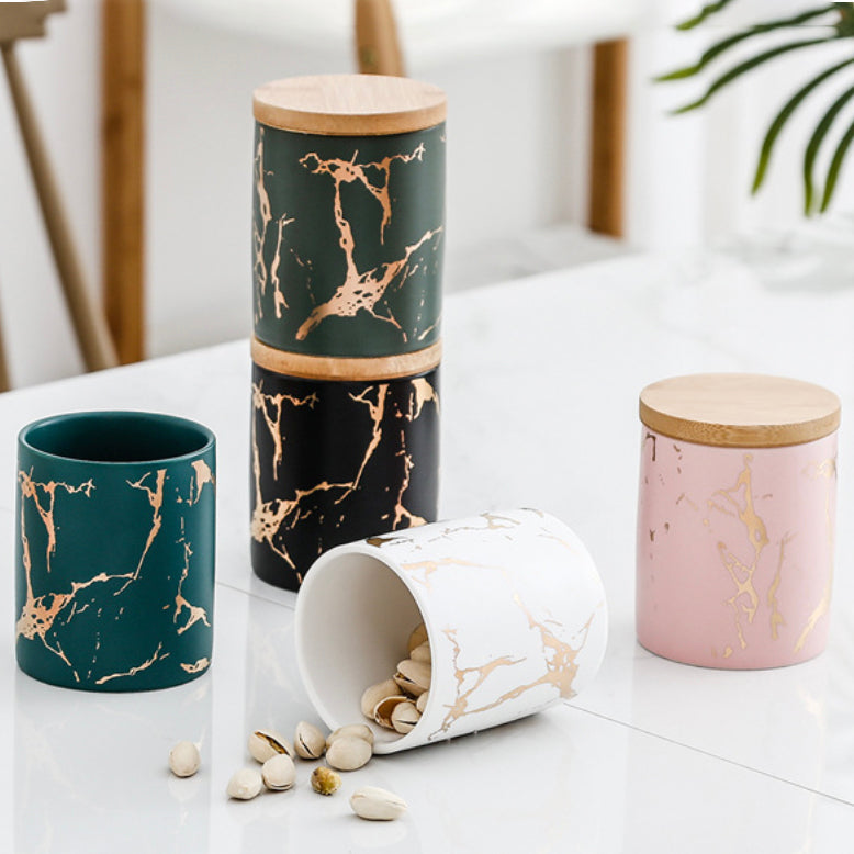 Auric Marble Pink Jar with Lid Nestasia