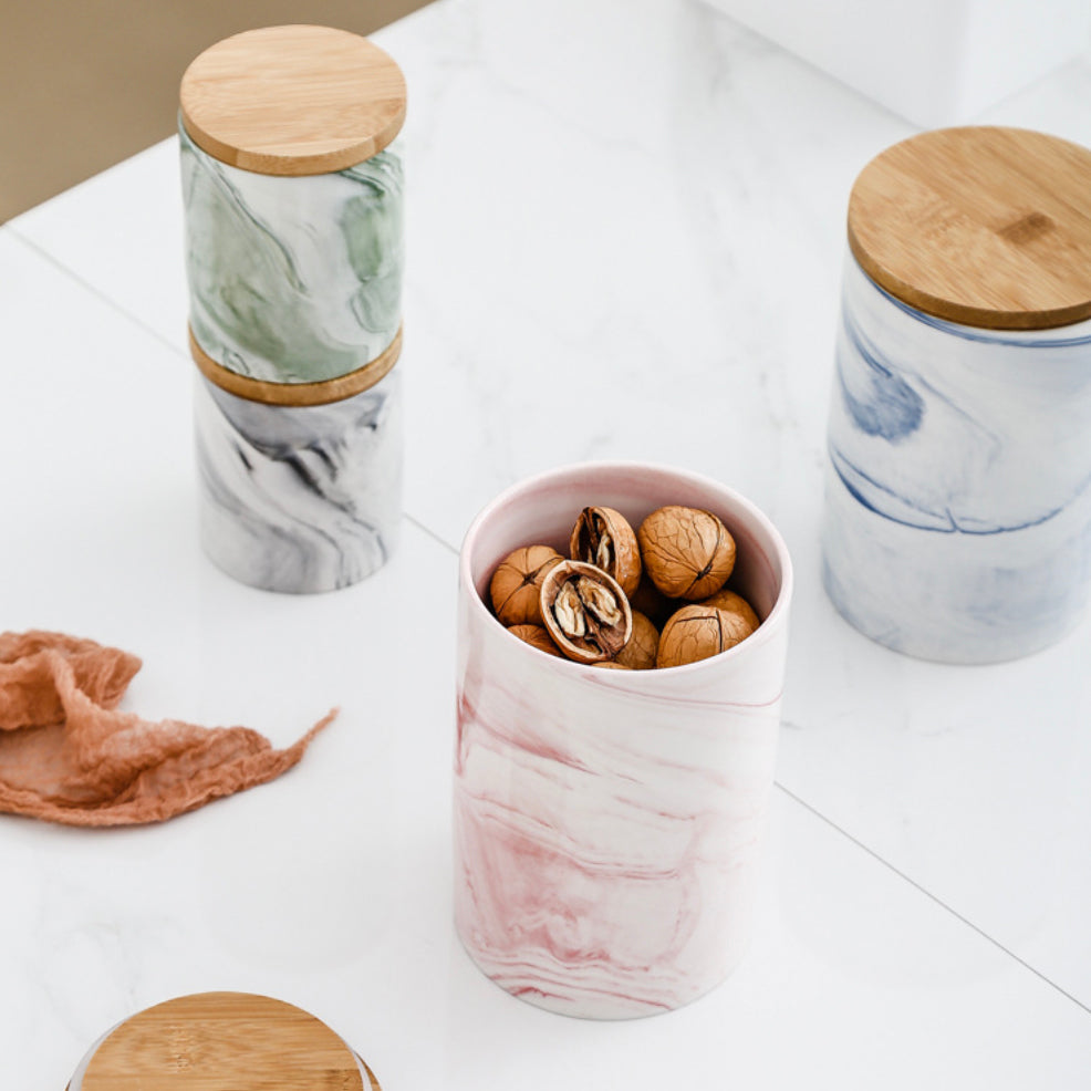 Marble Green Jar with Lid Nestasia