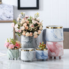 Luxe Ceramic Marble Planter Blue With Legs Nestasia