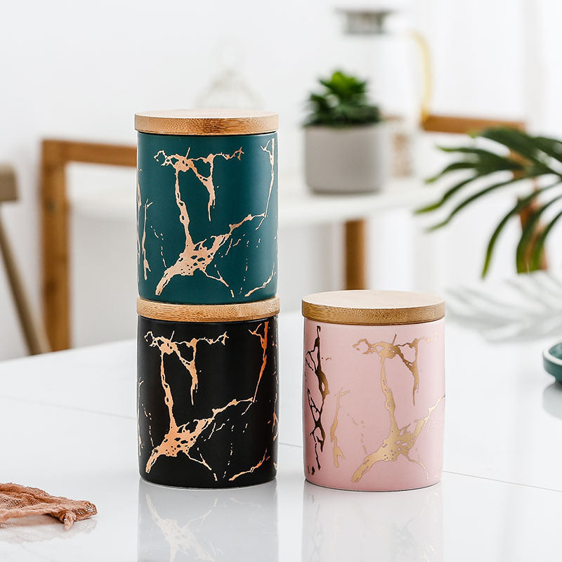 Auric Marble Pink Jar with Lid Nestasia
