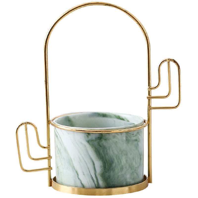 Cacti Frame Marble Ceramic Planter Green Nestasia