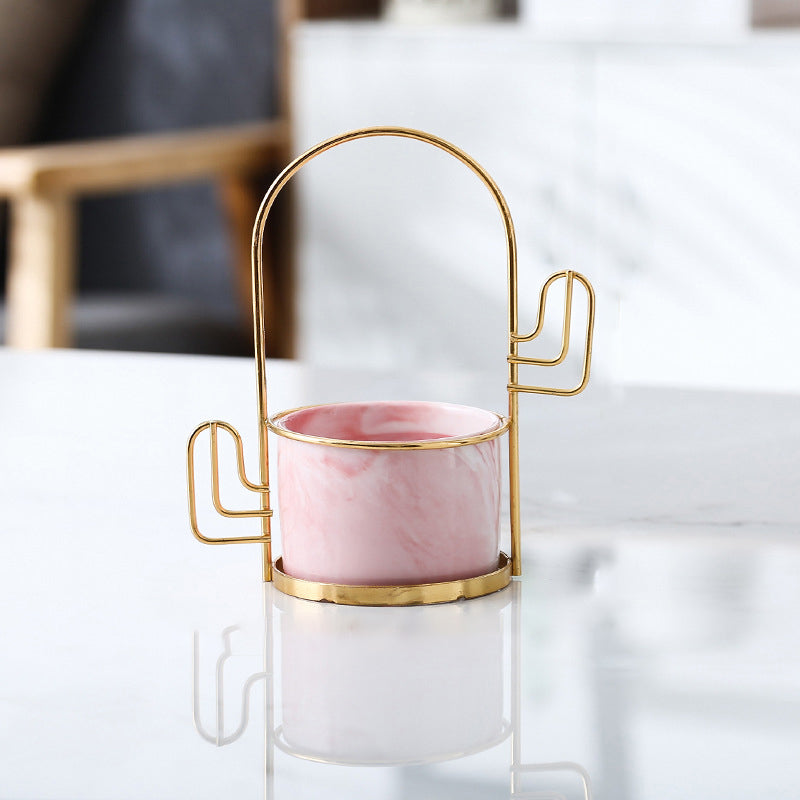 Cacti Frame Marble Ceramic Planter Pink Nestasia