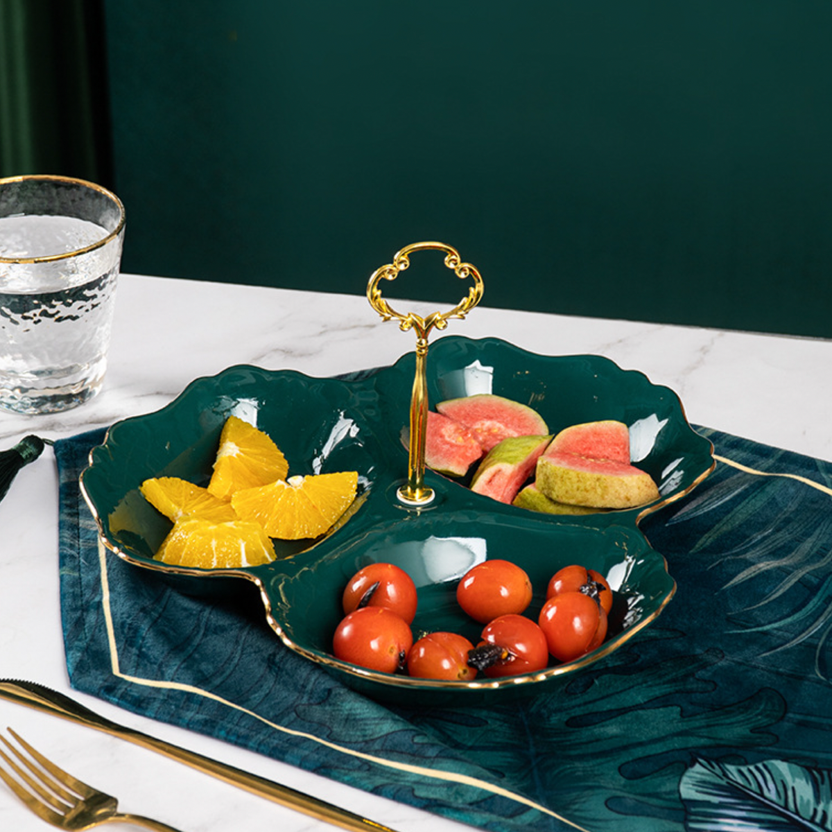Dessert O' Clock Emerald Golden Platter Nestasia