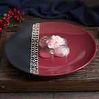 Carmine Red and Black Dinner Plate 11 Inch Nestasia