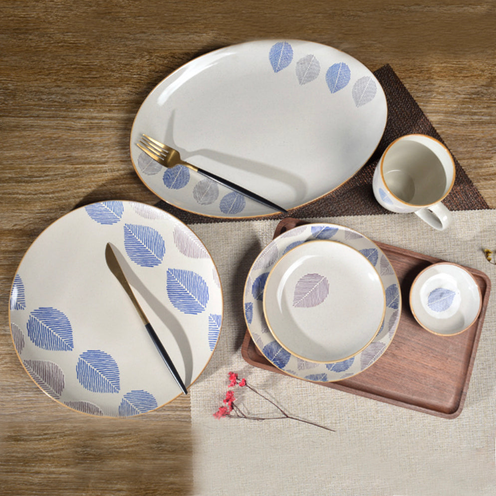 House of Eden Patterned Leaf Dinner Plate 11 Inch Nestasia