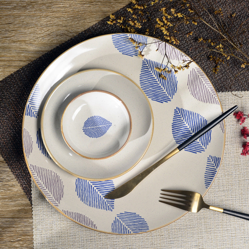 House of Eden Patterned Leaf Dinner Plate 11 Inch Nestasia