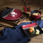 Carmine Red and Black Dinner Plate 11 Inch Nestasia