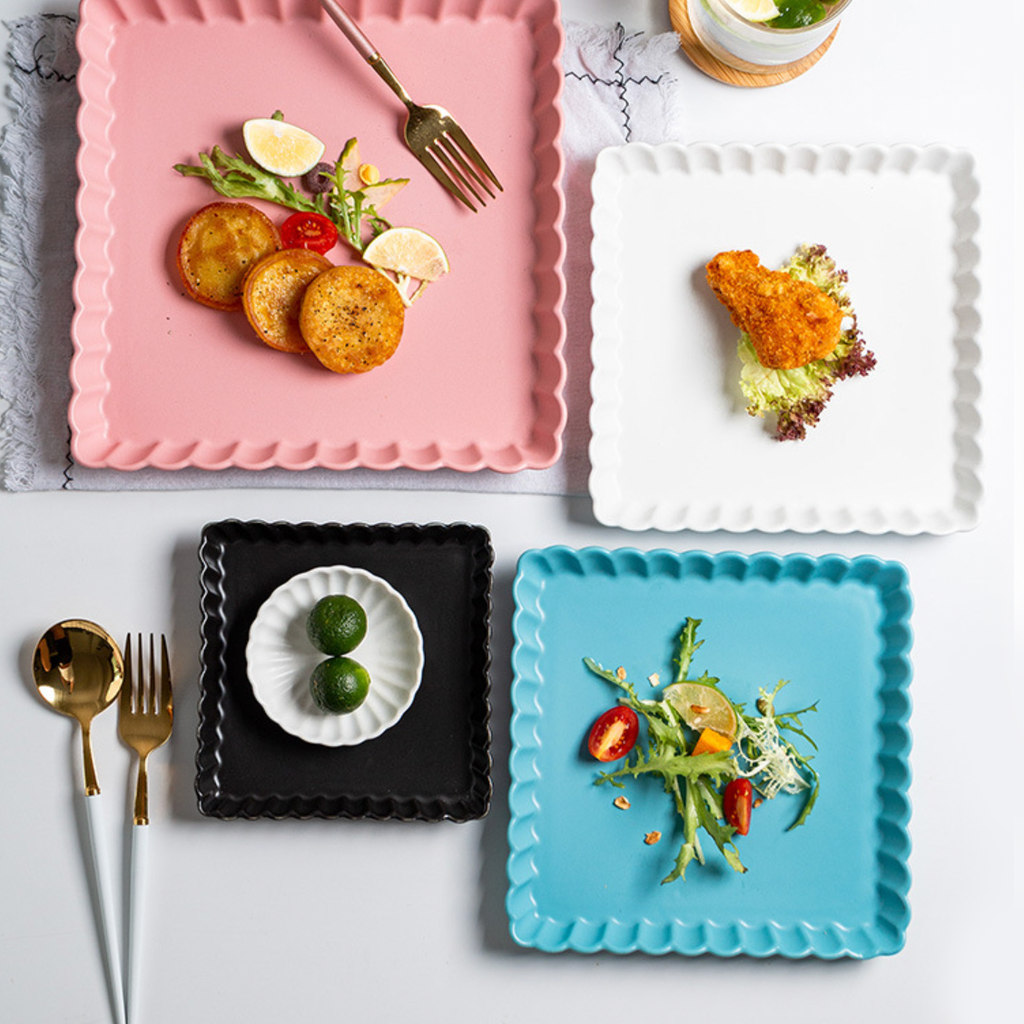 Snow White Square Snack Dish 6 Inch Nestasia