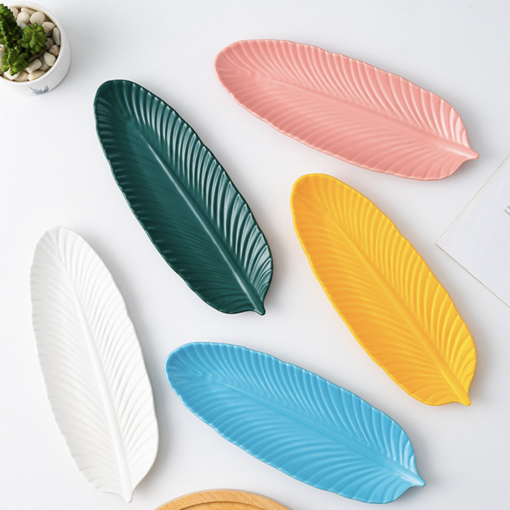 Teal Tantrum Leaf Platter Nestasia
