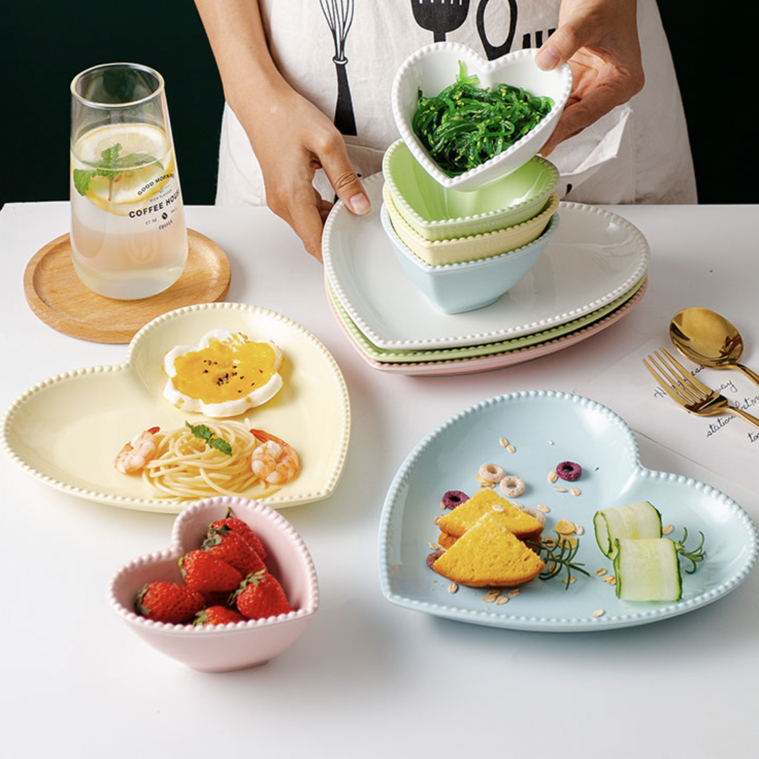 Heart Snack Plate Pastel Yellow Nestasia