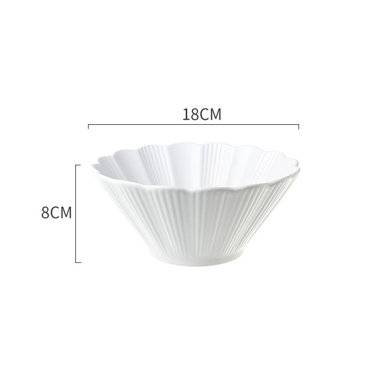 Snow White Fluted Ramen Bowl 600 ml Nestasia