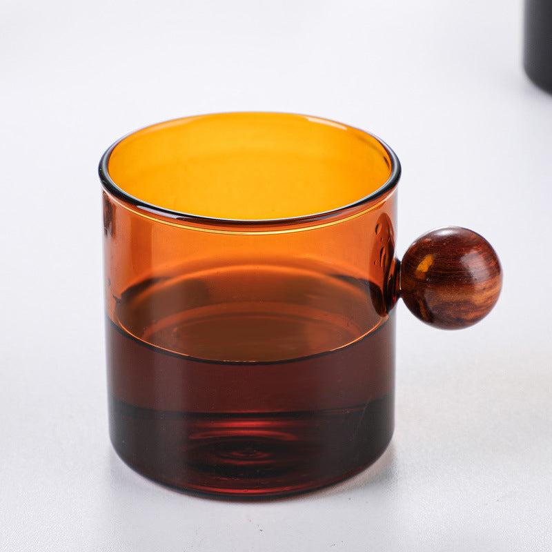 Glass Mug Amber With Knob Handle Small Nestasia