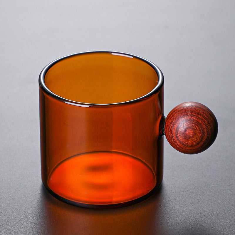 Glass Mug Amber With Knob Handle Small Nestasia