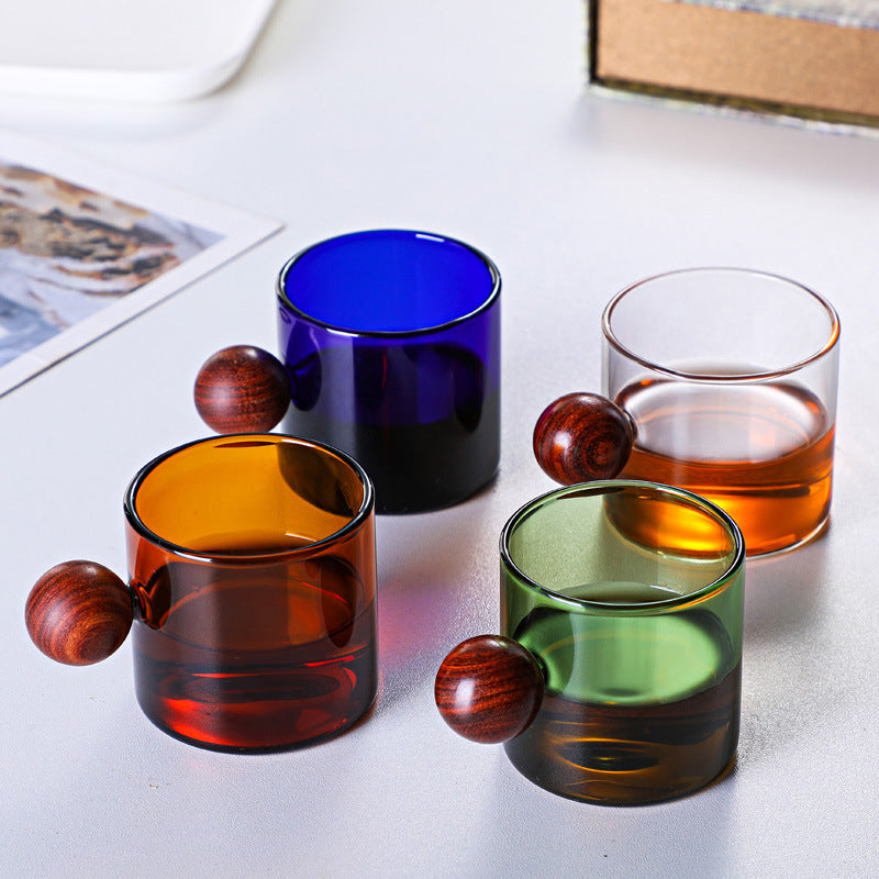 Glass Mug Amber With Knob Handle Small Nestasia
