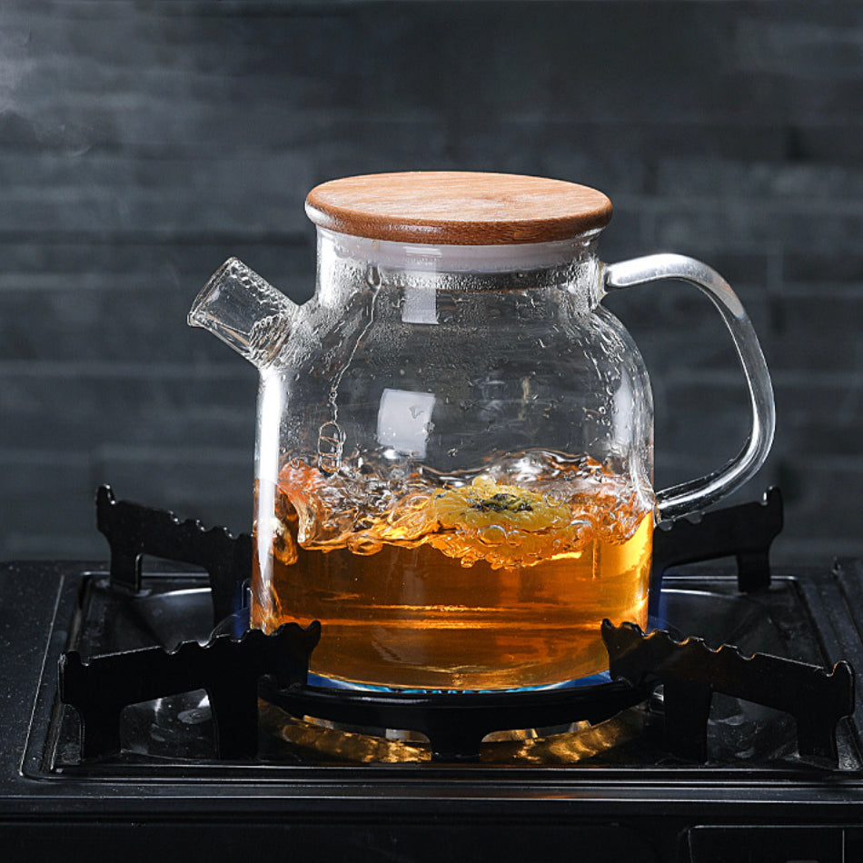 Glass Kettle With Double Wall Tea Cups Nestasia