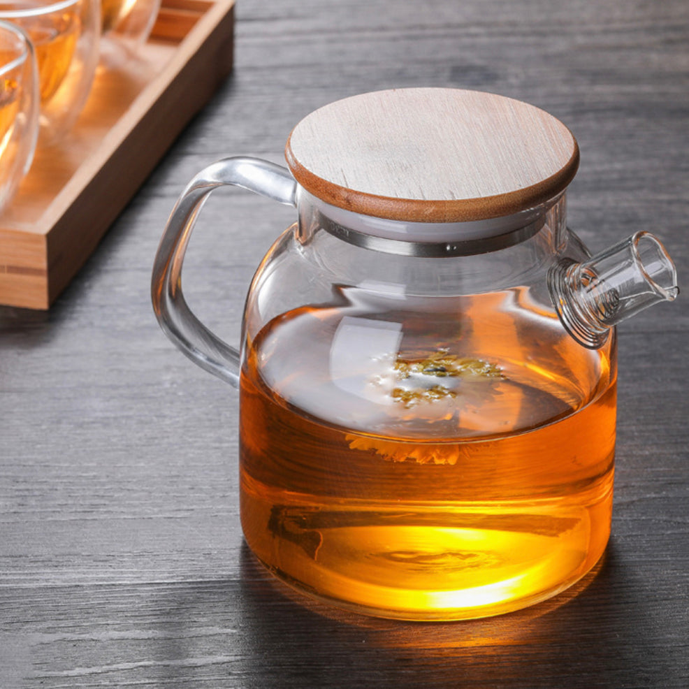 Glass Kettle With Double Wall Tea Cups Nestasia
