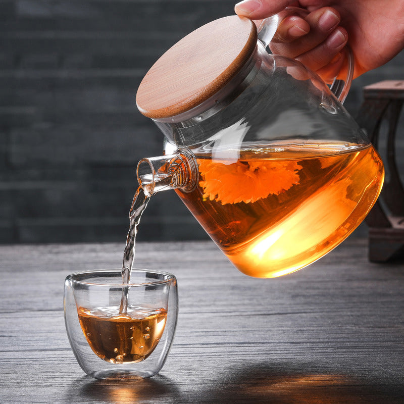 Glass Kettle With Double Wall Tea Cups Nestasia
