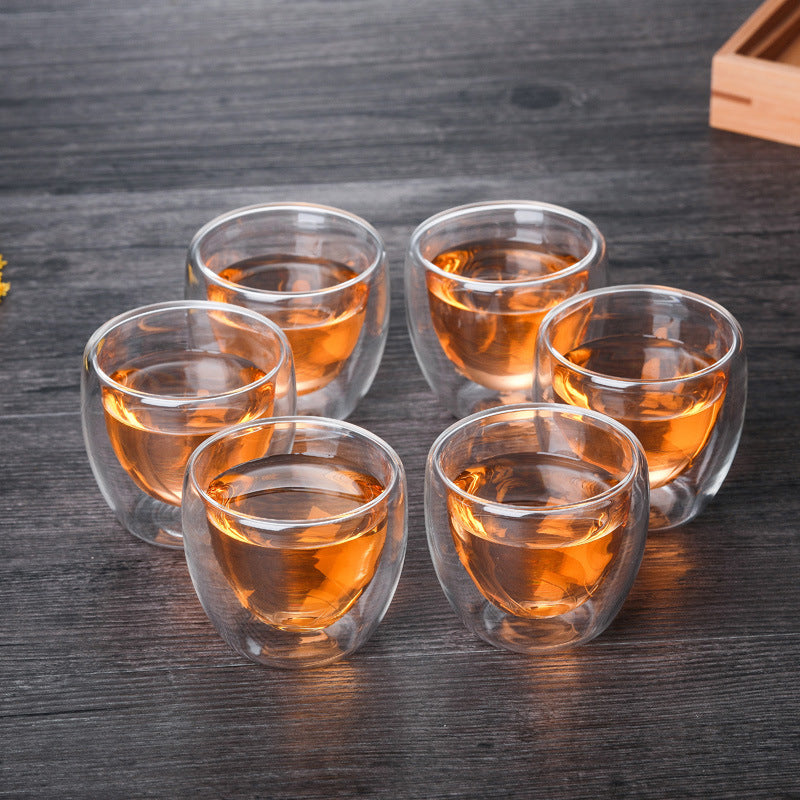 Glass Kettle With Double Wall Tea Cups Nestasia