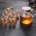 Glass Kettle With Double Wall Tea Cups Nestasia