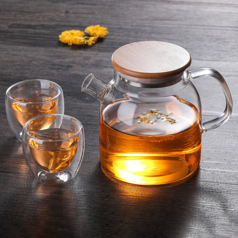 Glass Kettle With Double Wall Tea Cups Nestasia