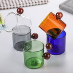 Glass Mug Amber With Knob Handle Small Nestasia