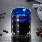 Transparent Double Walled Glass Ripple Tumbler Blue Nestasia