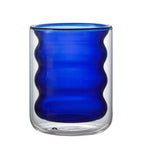 Transparent Double Walled Glass Ripple Tumbler Blue Nestasia