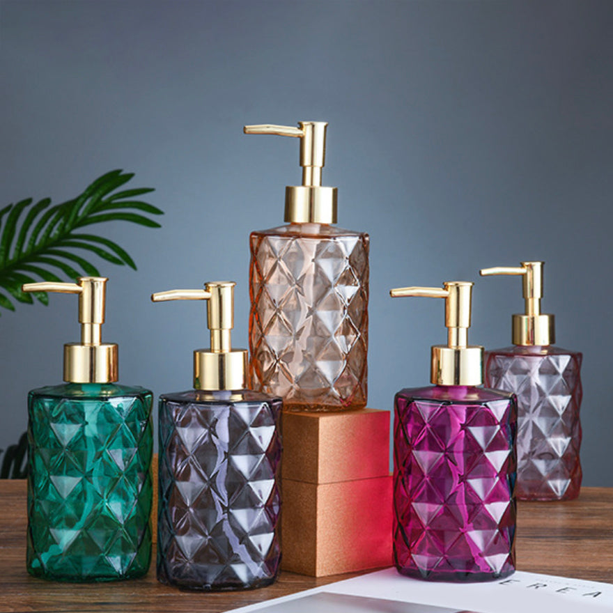 Regal Pink Textured Glass Dispenser With Nozzle Nestasia