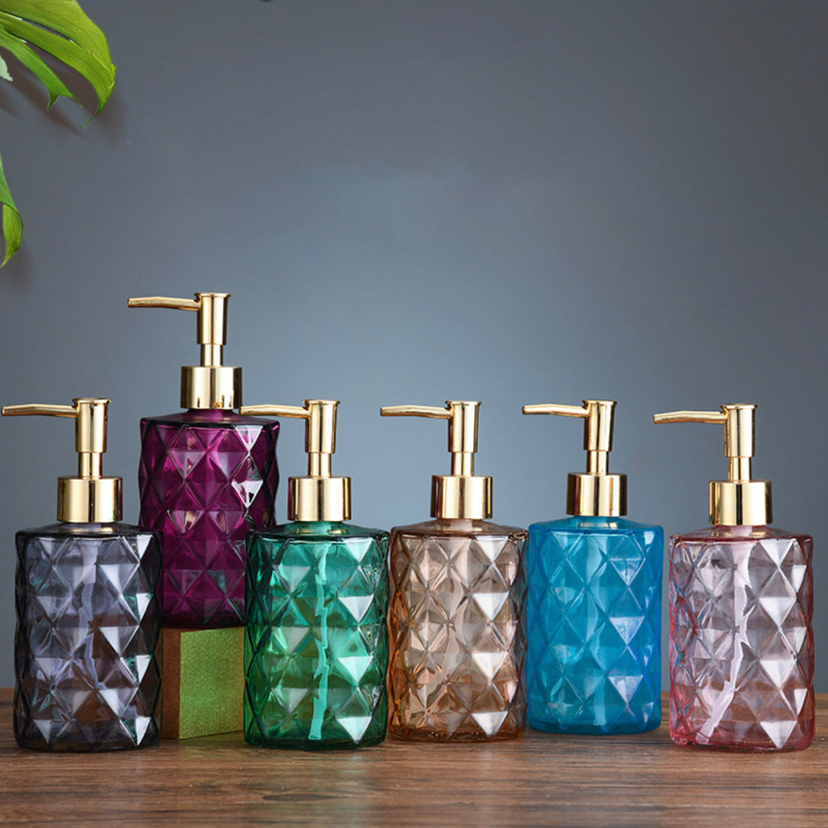 Regal Pink Textured Glass Dispenser With Nozzle Nestasia