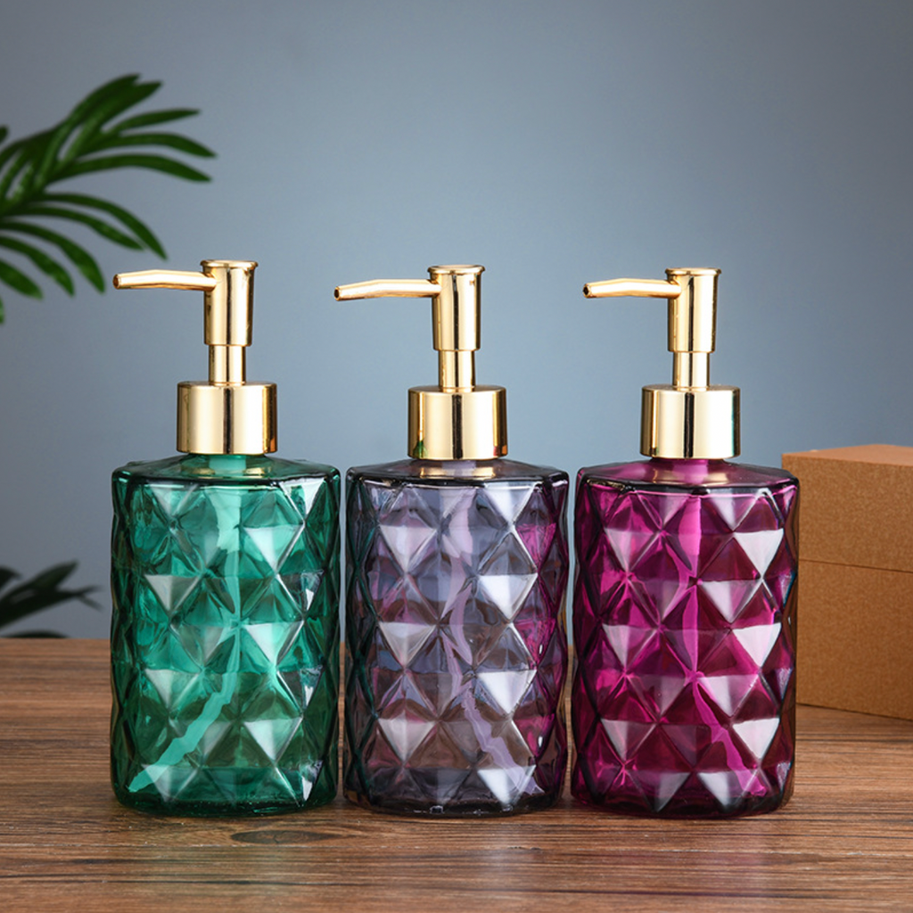 Lea Green Textured Glass Dispenser With Nozzle Nestasia