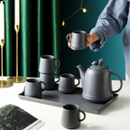 Asphalt Grey Ceramic Teaware Set Of 6 Nestasia