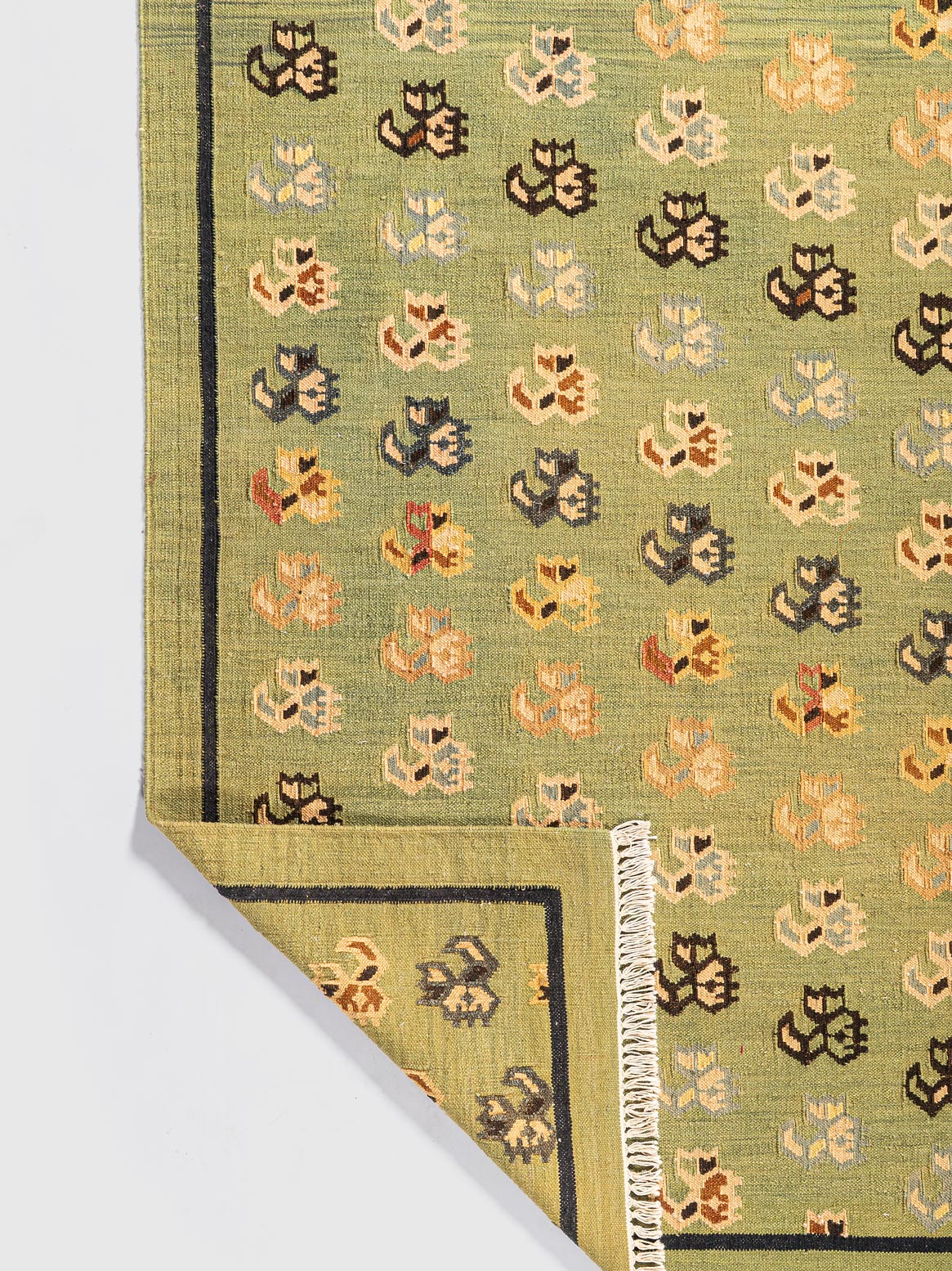 Celadon Drift Jute Killim Rug Contrast Living