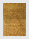 Ochre Geometry Wool Knotted Carpet Contrast Living