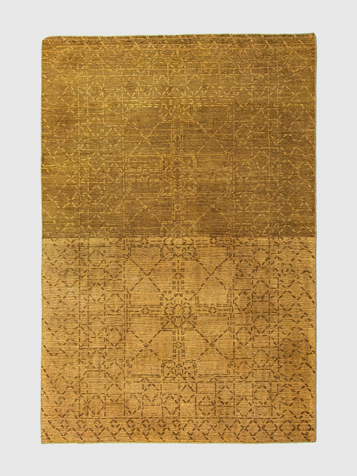 Ochre Geometry Wool Knotted Carpet Contrast Living
