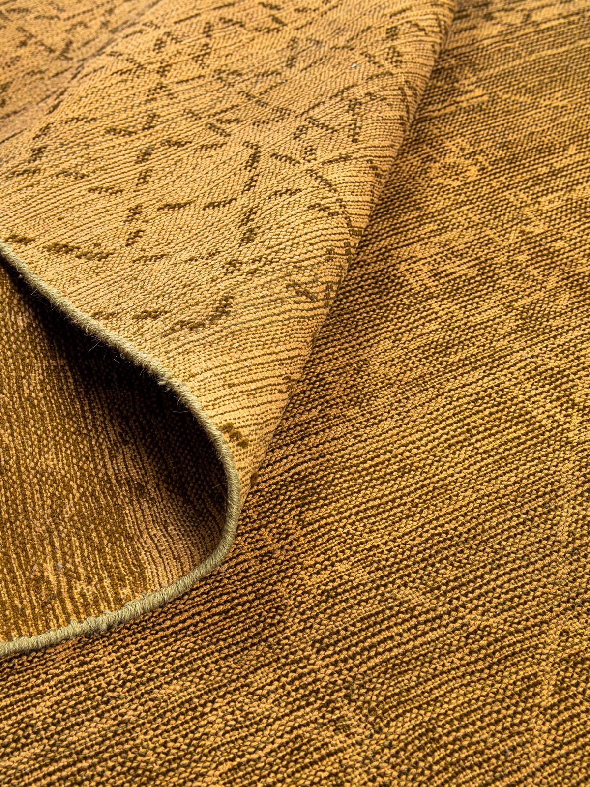 Ochre Geometry Wool Knotted Carpet Contrast Living