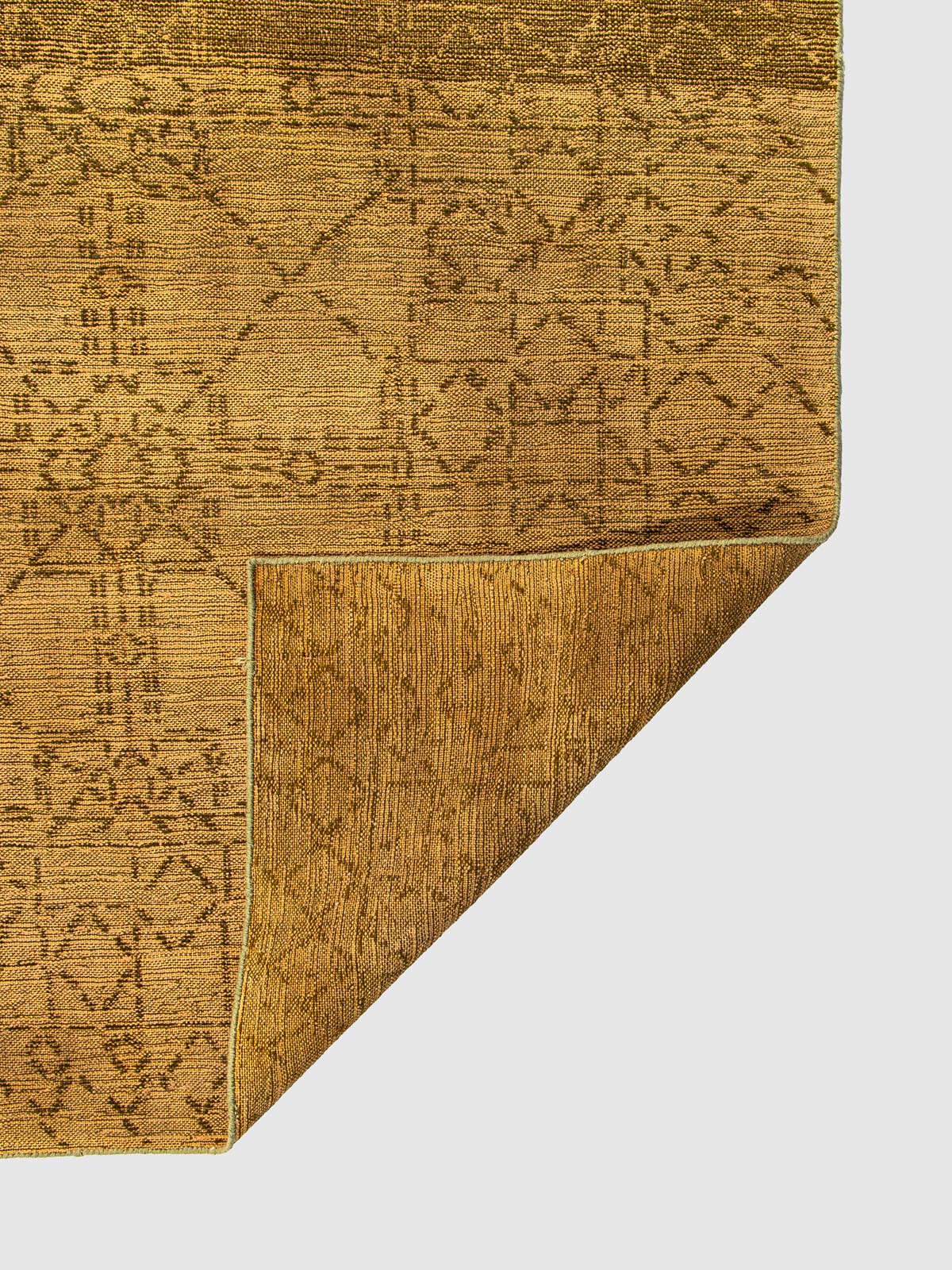 Ochre Geometry Wool Knotted Carpet Contrast Living