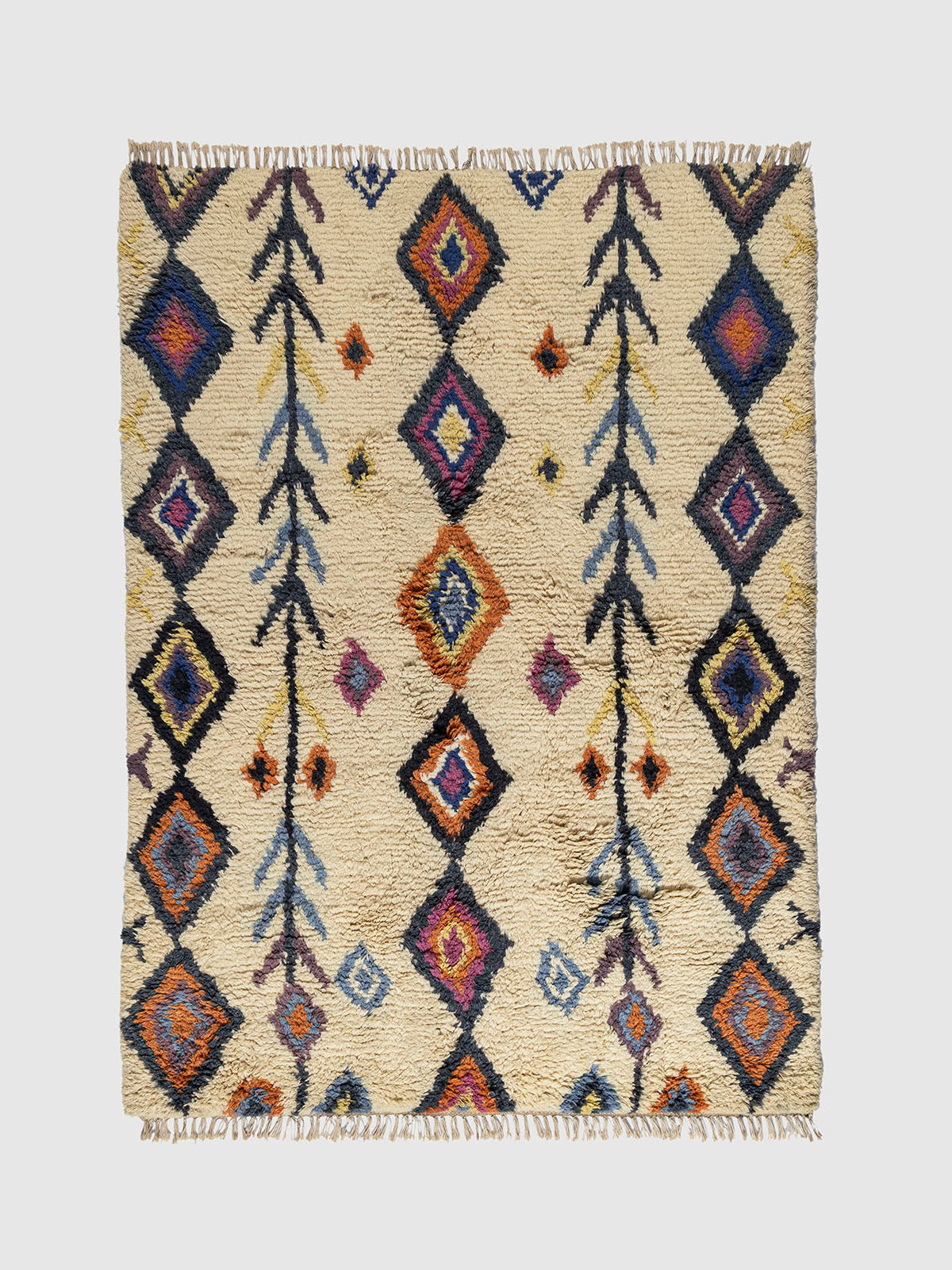 Rokucho Wool Cotton Shaggy Rug Contrast Living