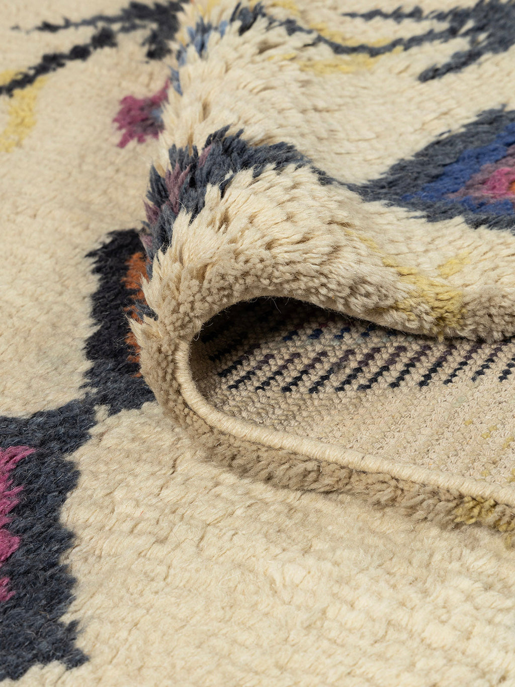 Rokucho Wool Cotton Shaggy Rug Contrast Living