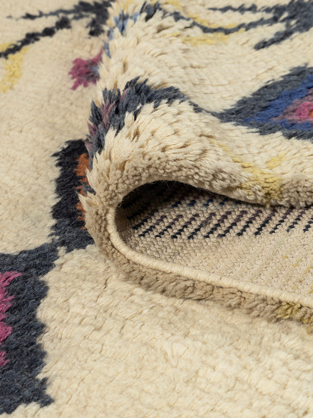 Rokucho Wool Cotton Shaggy Rug Contrast Living
