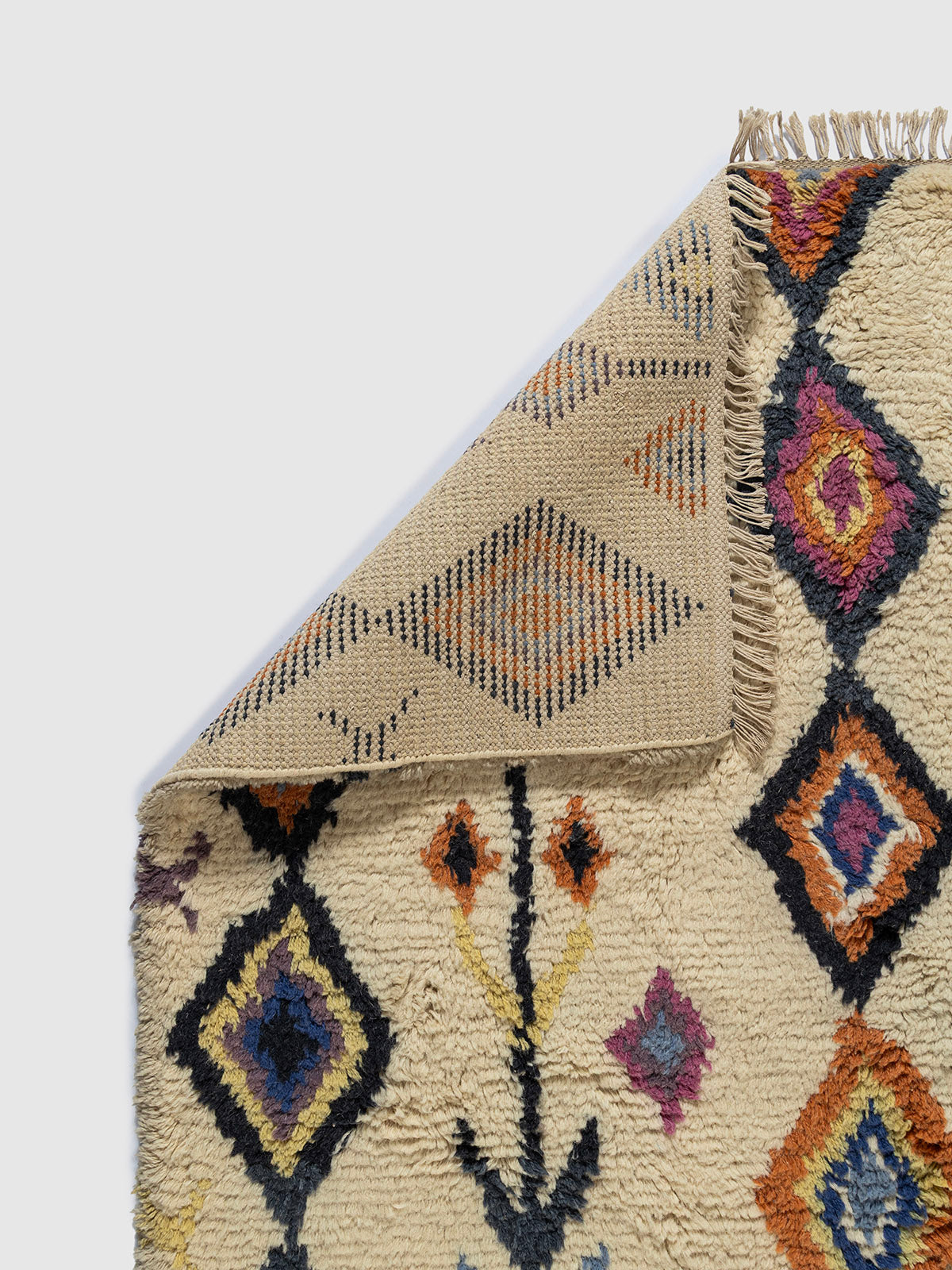 Rokucho Wool Cotton Shaggy Rug Contrast Living